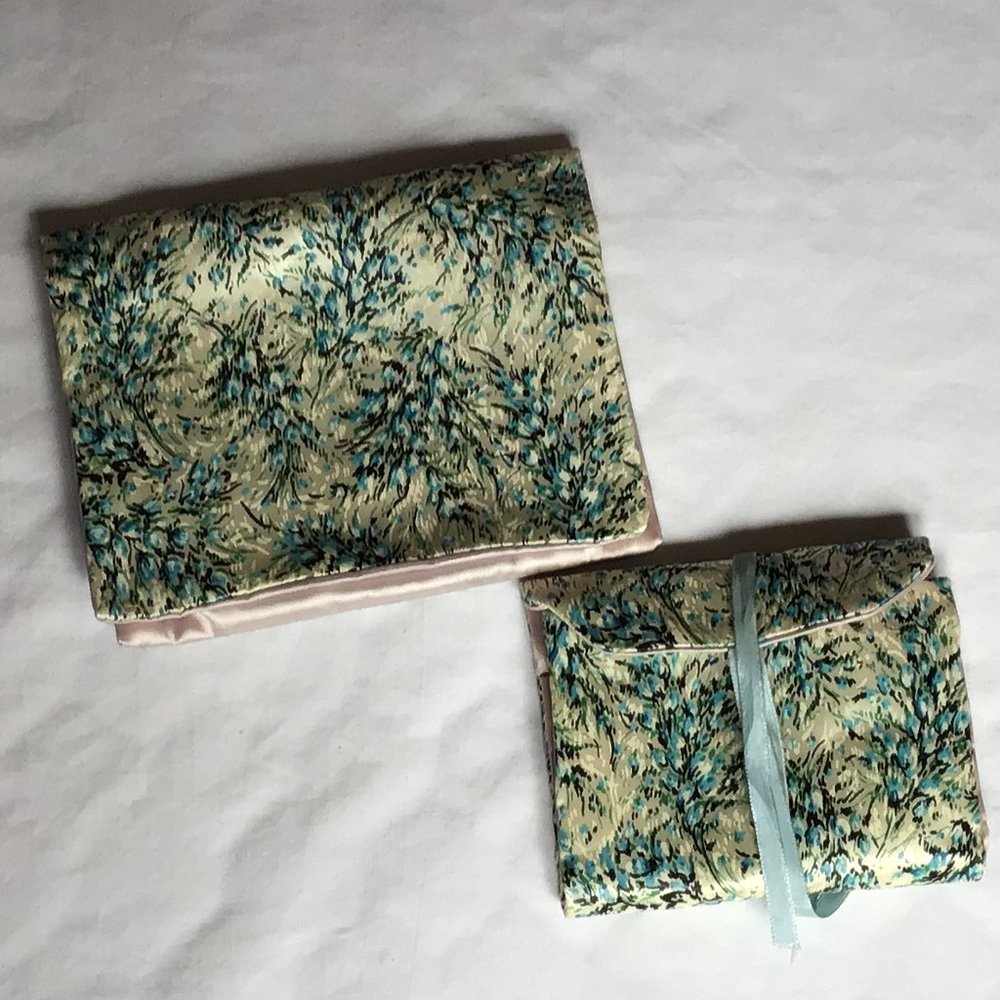 Vintage Satin Jewelry roll matching set